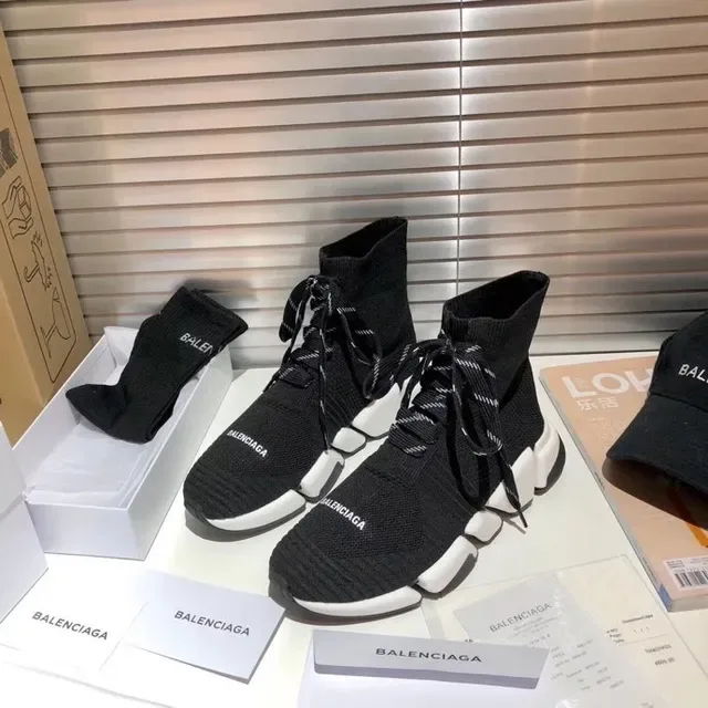Balenciaga Speed Trainer سنيكرز أسود وأبيض تريكو لنمط الحياة 8