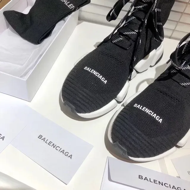 Balenciaga Speed Trainer سنيكرز أسود وأبيض تريكو لنمط الحياة 9