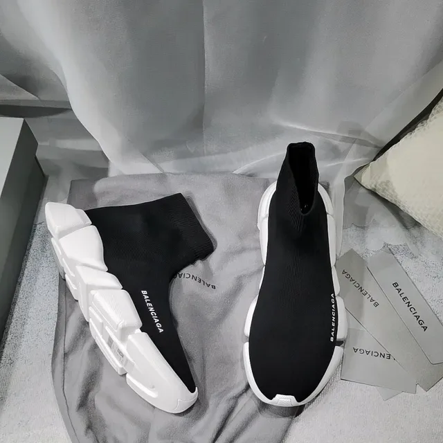 Balenciaga Speed Trainer Black and White Lifestyle Sneakers 7