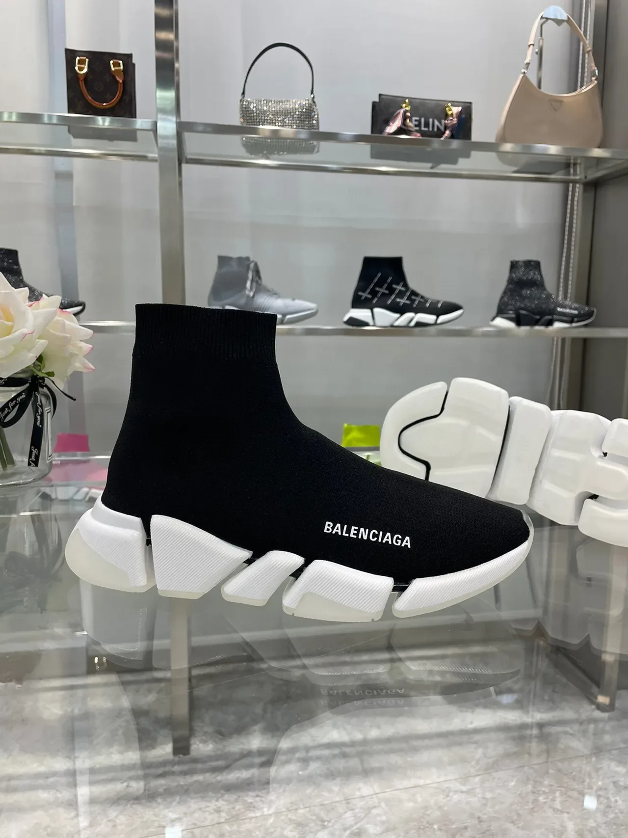 Balenciaga Speed Trainer أسود وأبيض أحذية رياضية Lifestyle 6