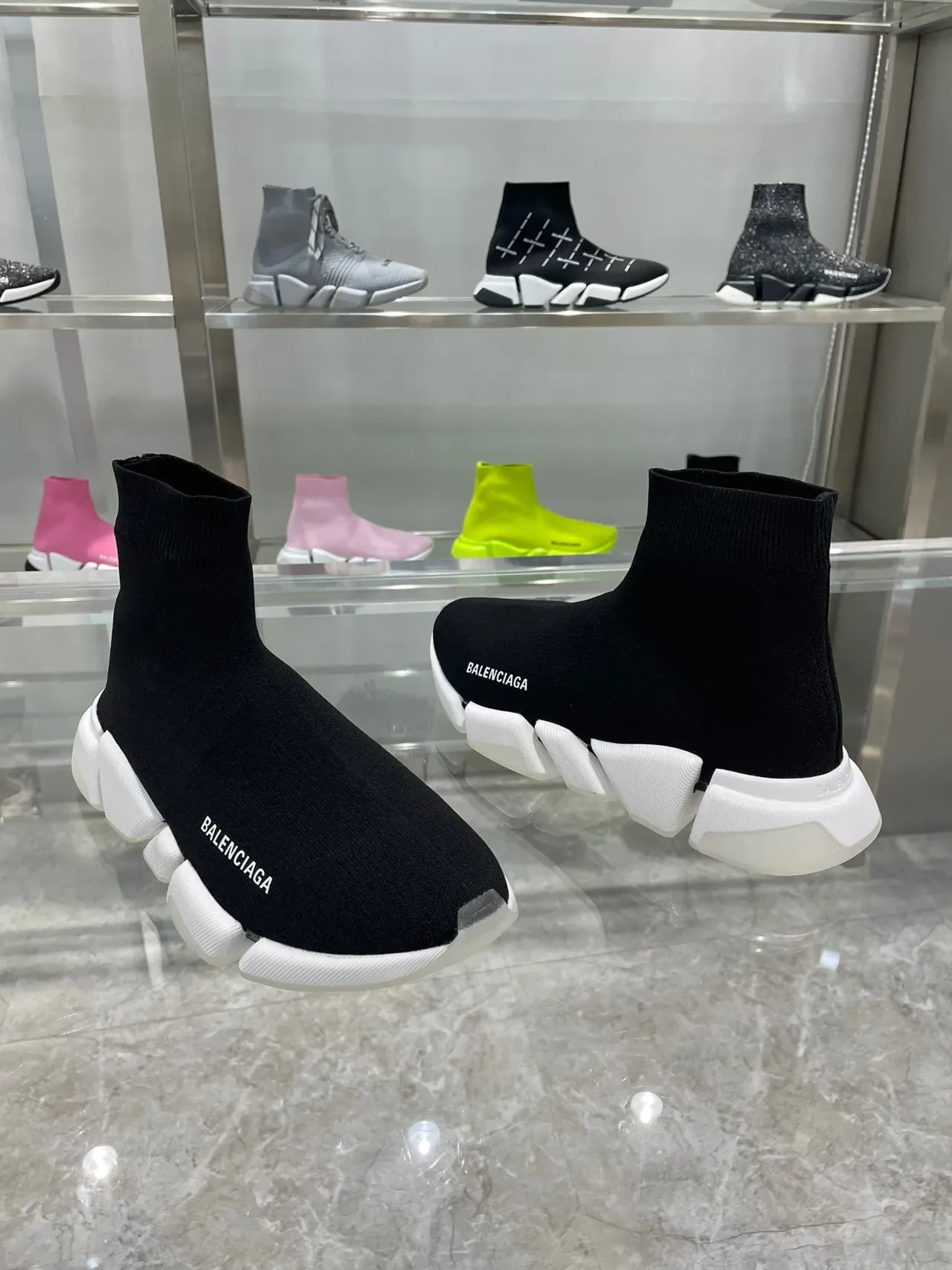 Balenciaga Speed Trainer أسود وأبيض أحذية رياضية Lifestyle 8