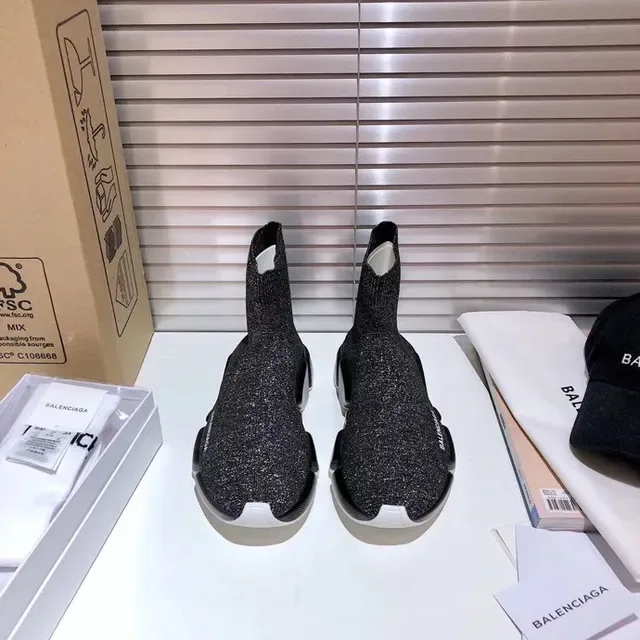Balenciaga Speed Trainer Chaussures lifestyle noires en tricot glitter 3