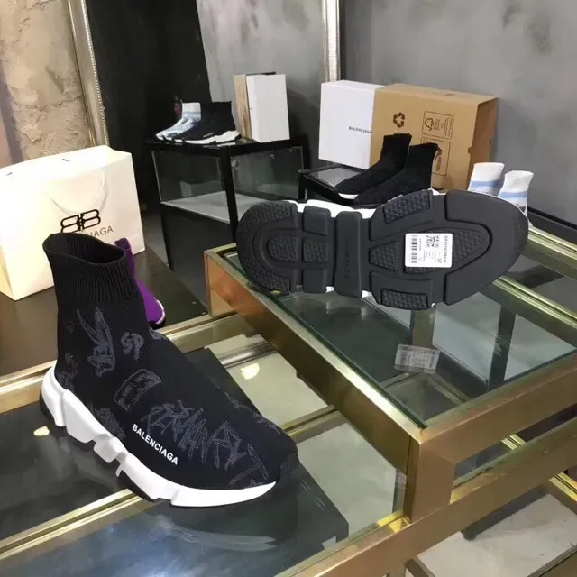 Balenciaga Speed Trainer Zapatillas lifestyle negras con estampado gráfico en punto 2