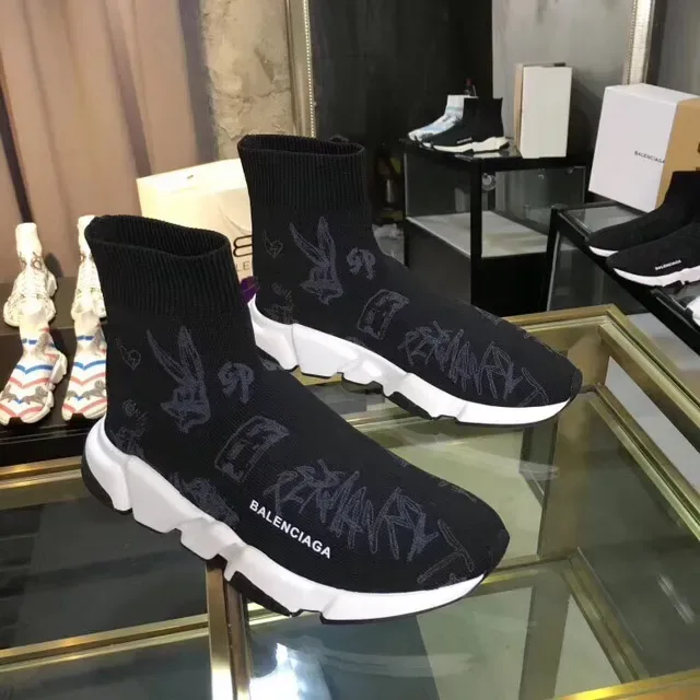 Balenciaga Speed Trainer Zapatillas lifestyle negras con estampado gráfico en punto 3