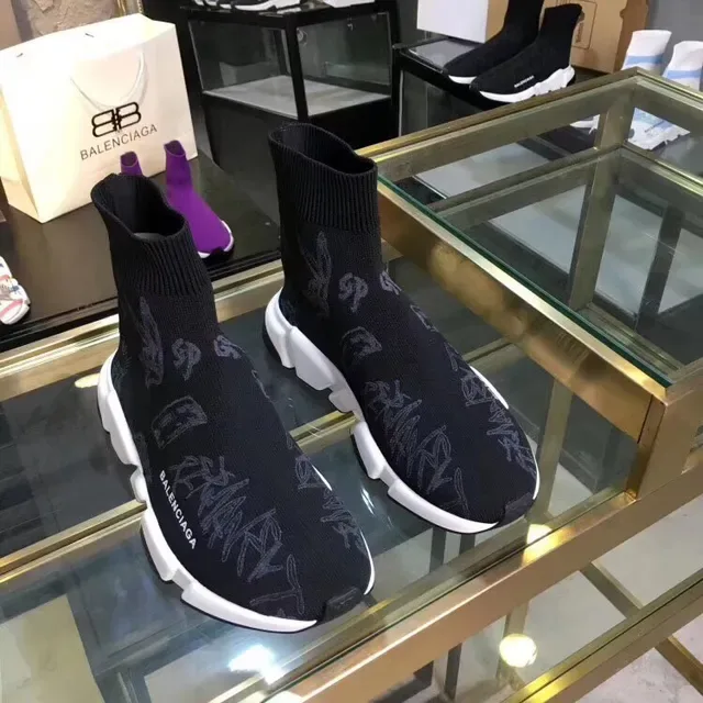 Balenciaga Speed Trainer Zapatillas lifestyle negras con estampado gráfico en punto 4