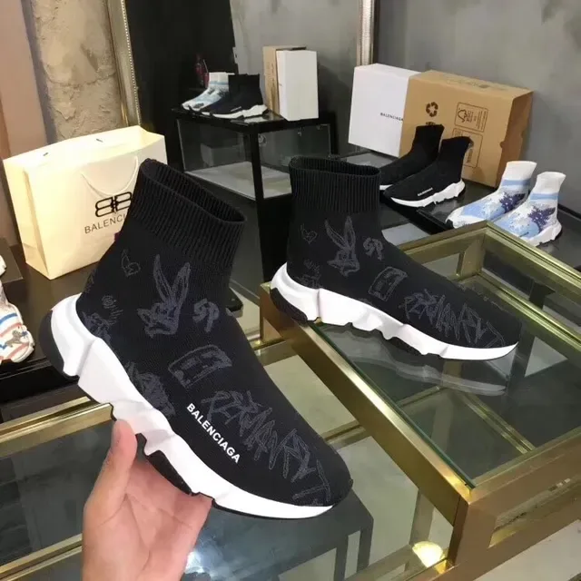 Balenciaga Speed Trainer Zapatillas lifestyle negras con estampado gráfico en punto 5