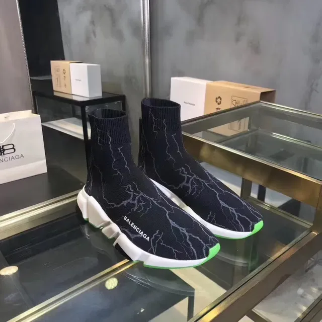 Balenciaga Speed Trainer Lightning Bolt vert noir sneakers lifestyle 3