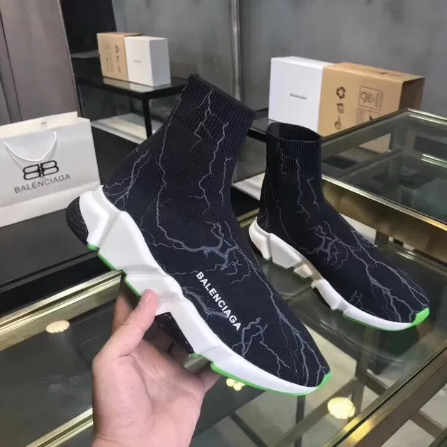 Balenciaga Speed Trainer Lightning Bolt vert noir sneakers lifestyle 4