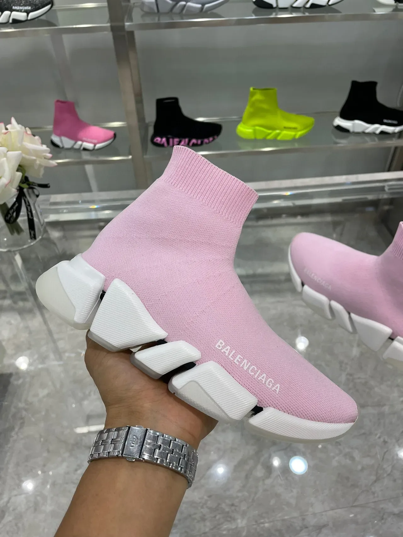 Balenciaga Speed Trainer sneakers lifestyle rose sock-fit 3