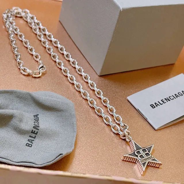 Balenciaga Star Pendant Silver Gold Chunky Link Chain Five-Pointed Necklace 3