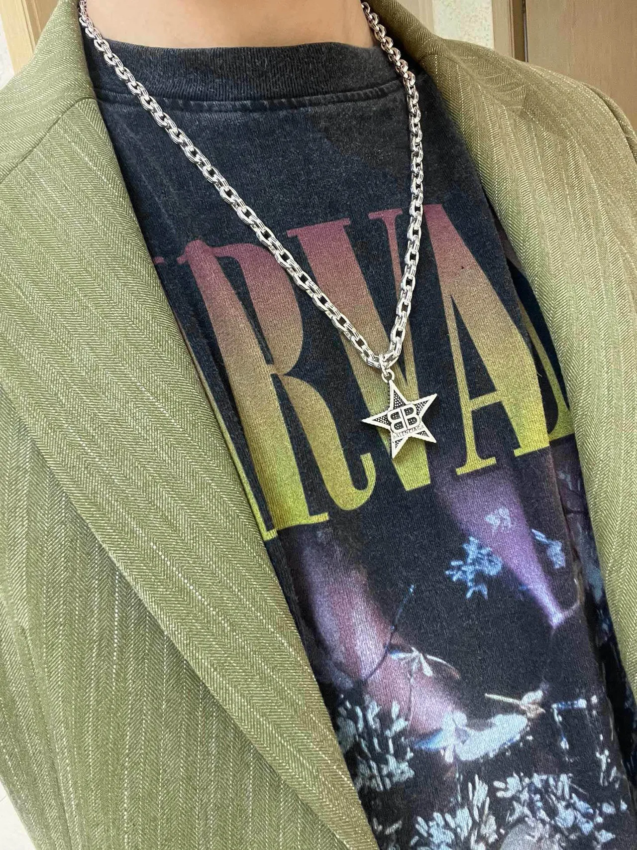 Balenciaga Star Pendant Silver Gold Chunky Link Chain Five-Pointed Necklace 5