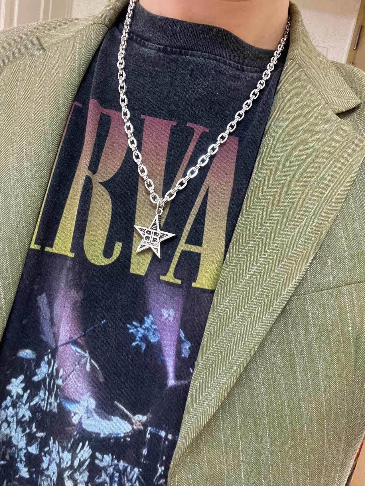 Balenciaga Star Pendant Silver Gold Chunky Link Chain Five-Pointed Necklace 8