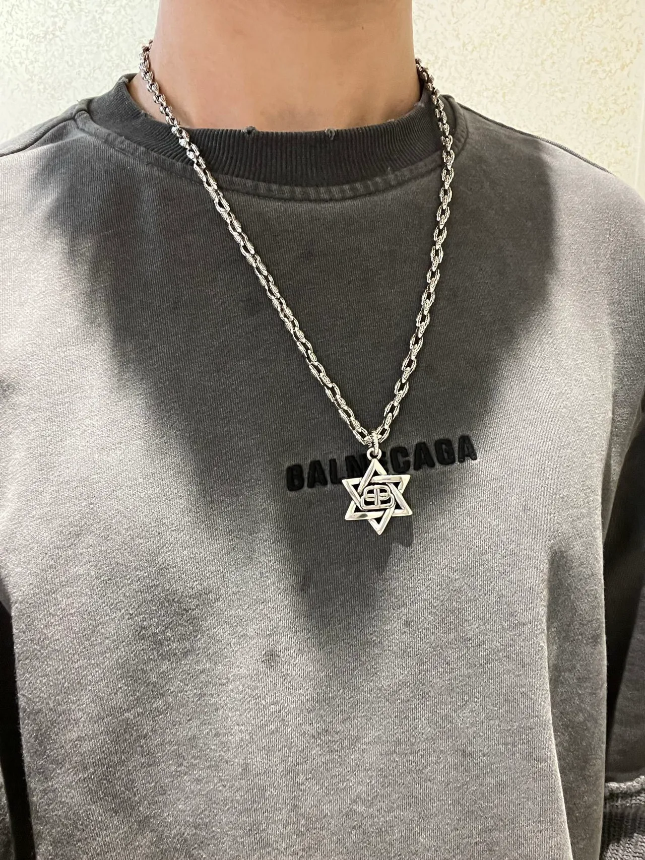 Balenciaga Star Pendant Silver Rope Chain Necklace 2