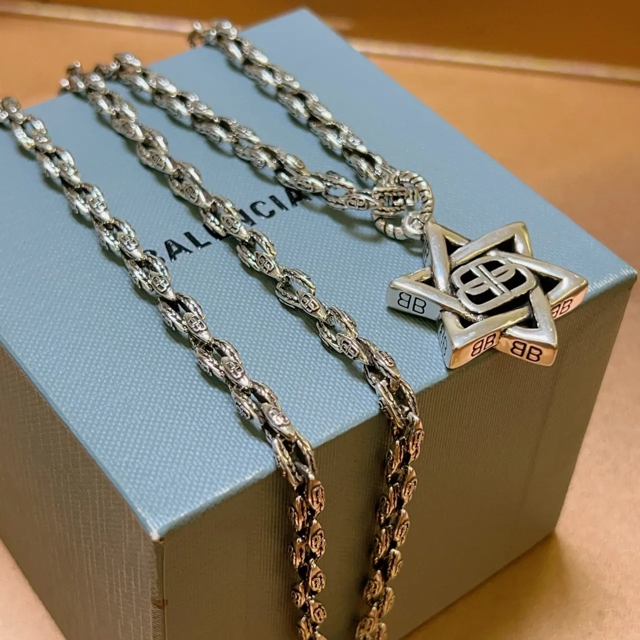 Balenciaga Star Pendant Silver Rope Chain Necklace 3