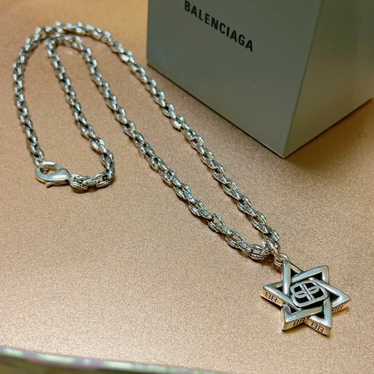 Balenciaga Star Pendant Silver Rope Chain Necklace 4