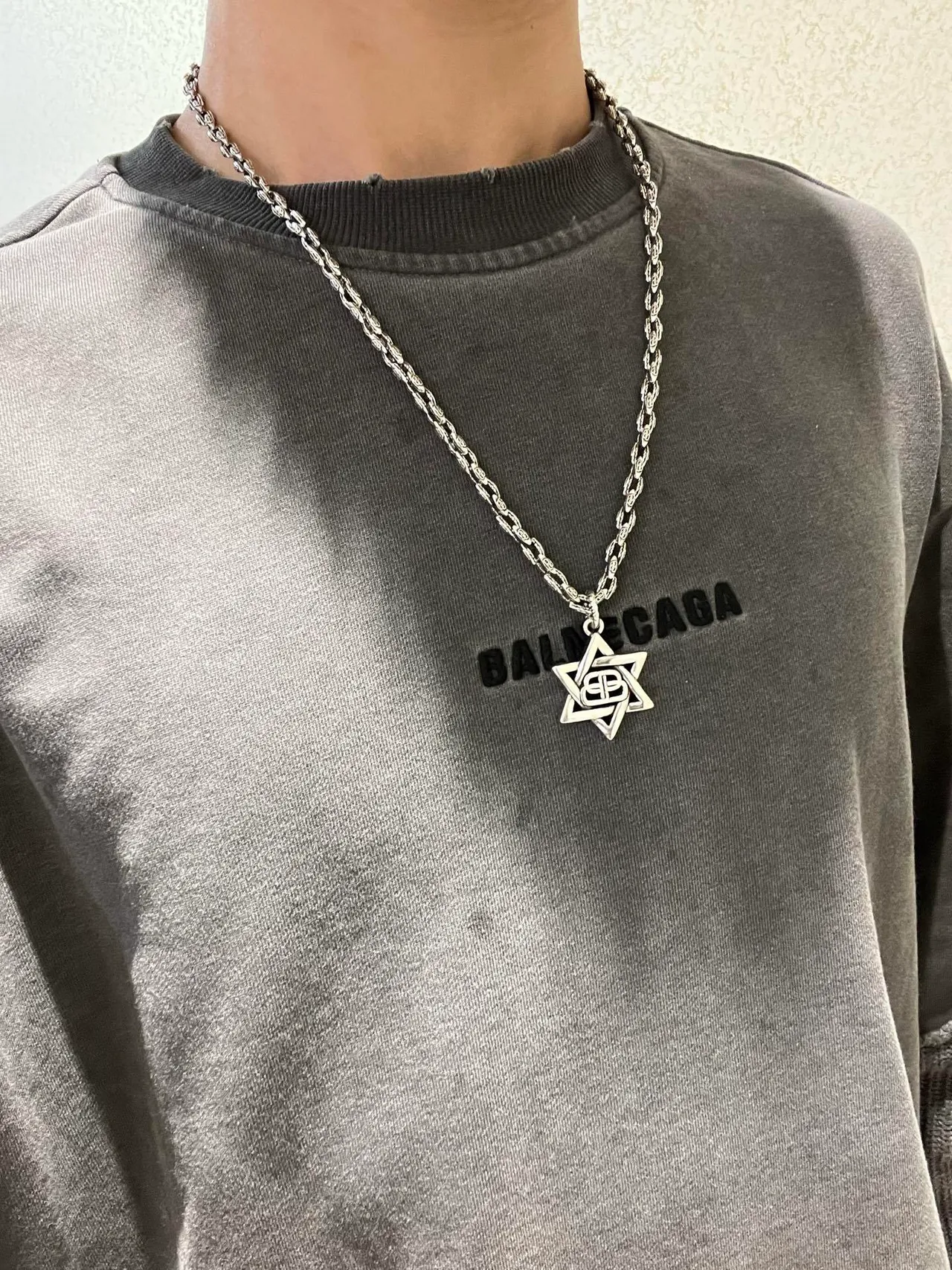 Balenciaga Star Pendant Silver Rope Chain Necklace 5