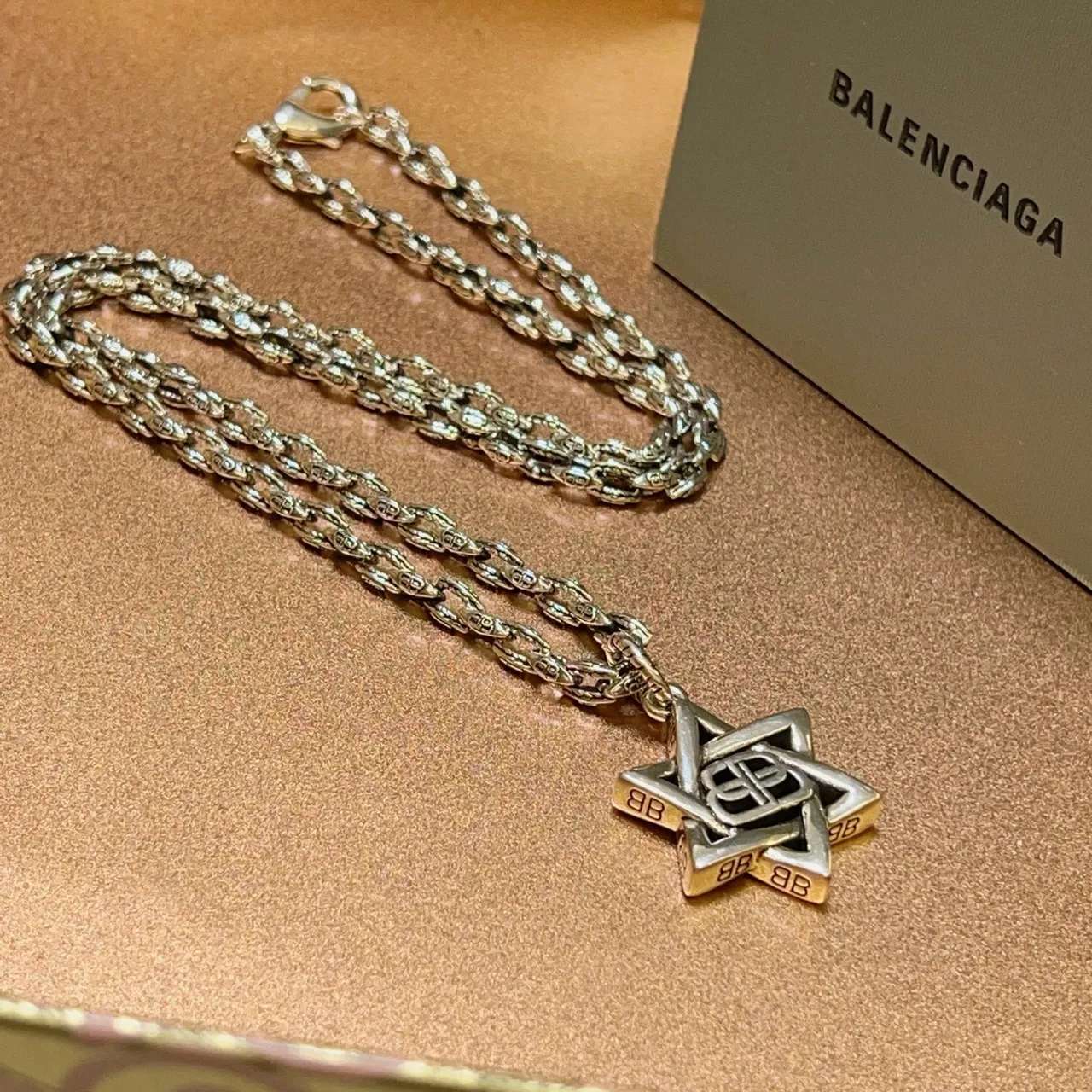 Balenciaga Star Pendant Silver Rope Chain Necklace 6