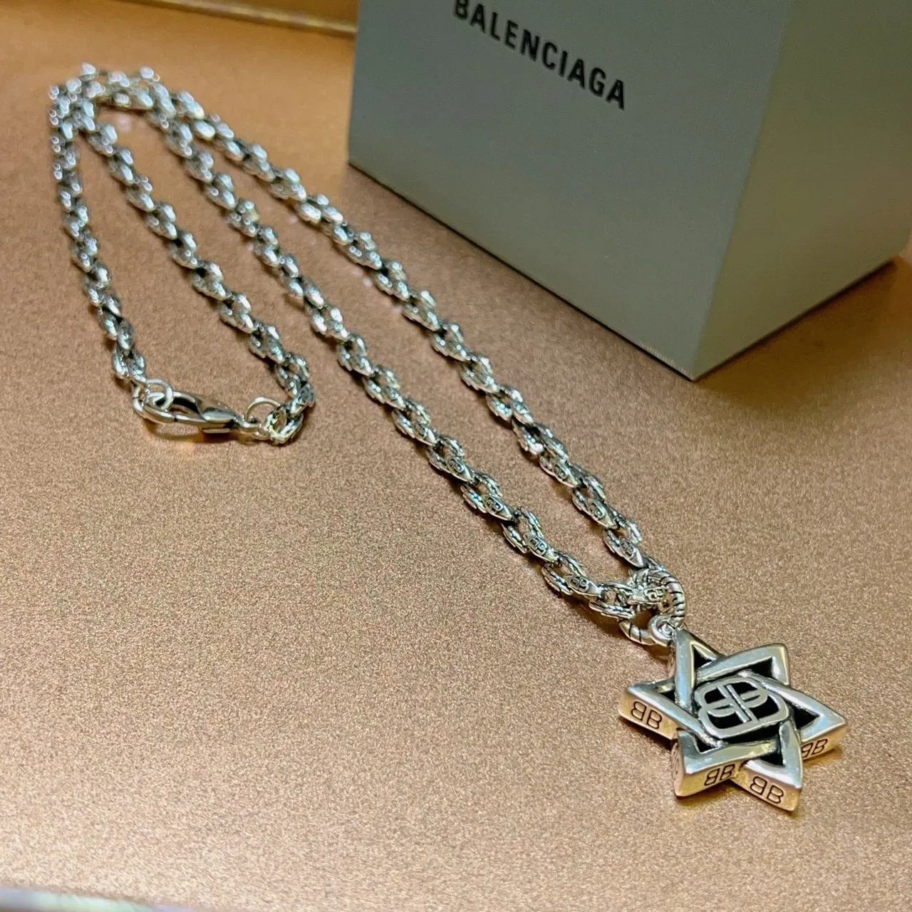 Balenciaga Star Pendant Silver Rope Chain Necklace 7