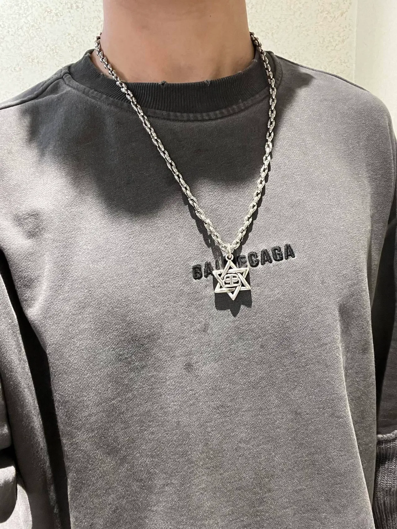 Balenciaga Star Pendant Silver Rope Chain Necklace 8