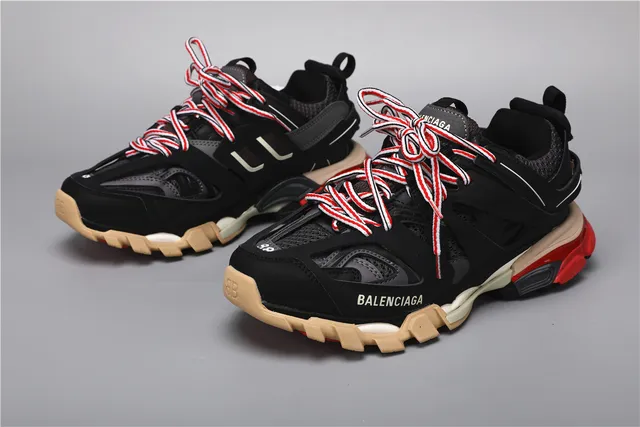 Balenciaga Track Sneaker preto, vermelho, bege, tênis chunky 5