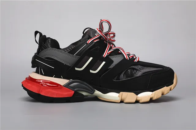 Balenciaga Track Sneaker preto, vermelho, bege, tênis chunky 8