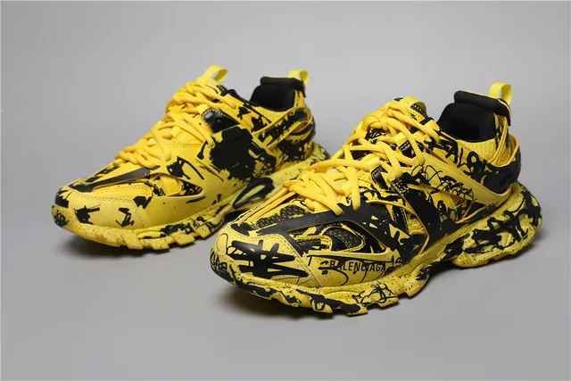 Balenciaga Track Sneaker पीला/काला ग्राफिटी-प्रिंट चंकी स्नीकर 5