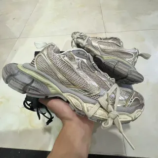 Balenciaga Track Trainer 银色金属厚底运动鞋