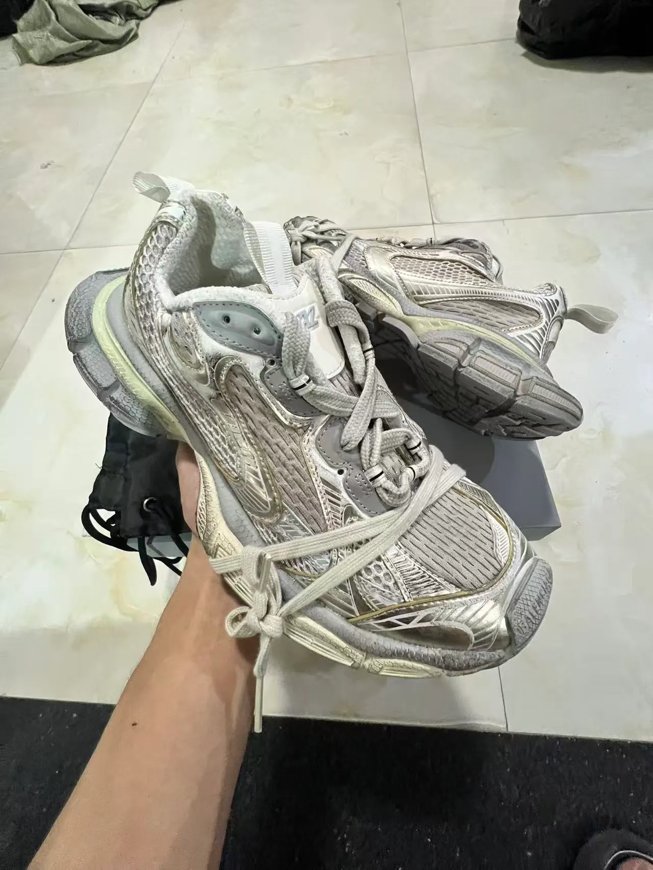 Balenciaga Track Trainer Silver Metallic Chunky Sneakers 2