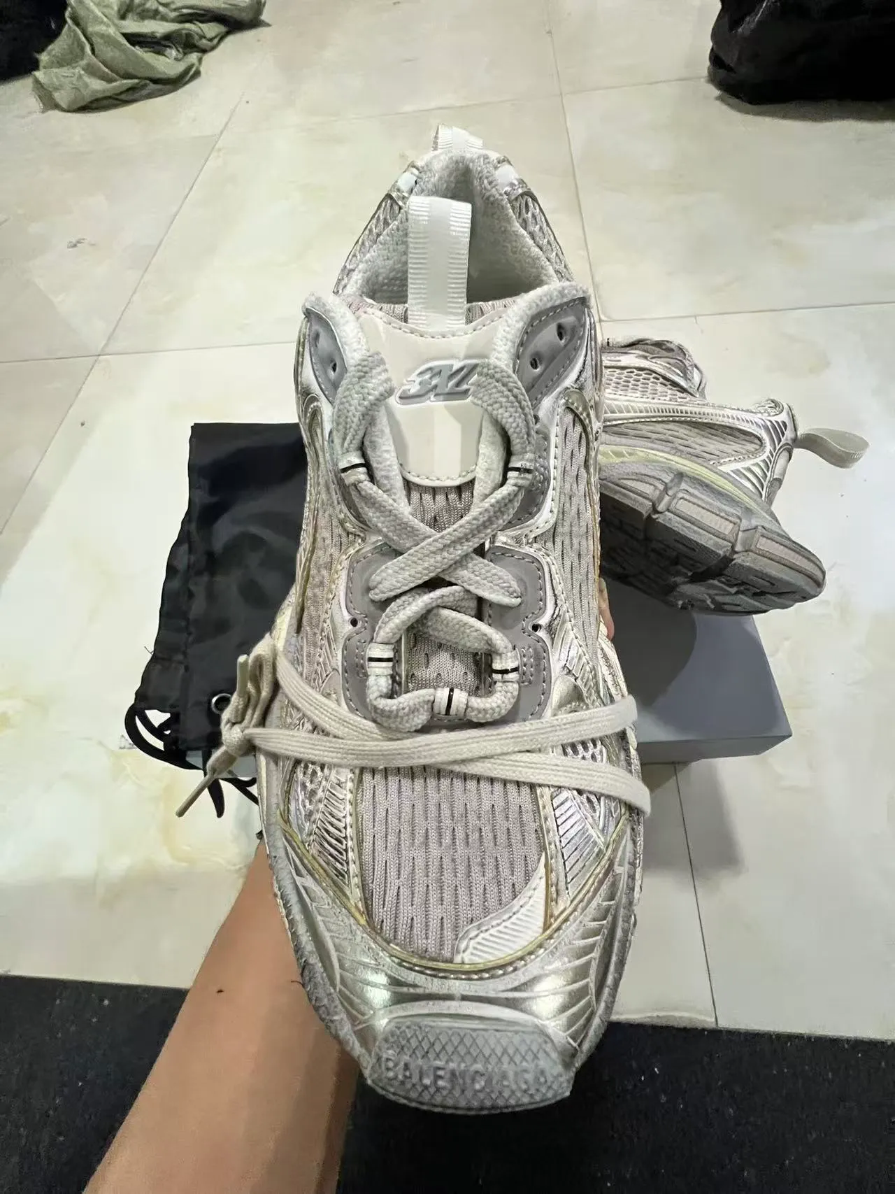 Balenciaga Track Trainer Silver Metallic Chunky Sneakers 3