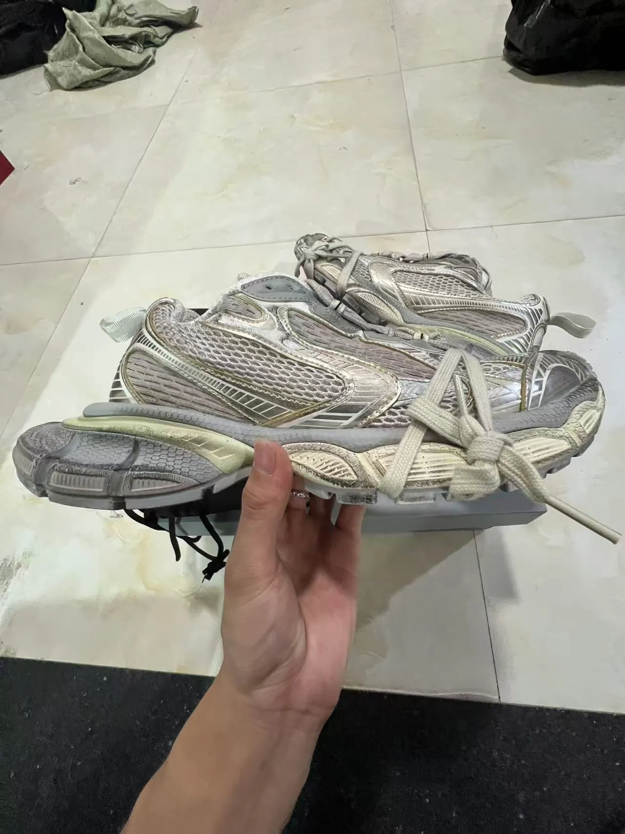 Balenciaga Track Trainer Silver Metallic Chunky Sneakers 7