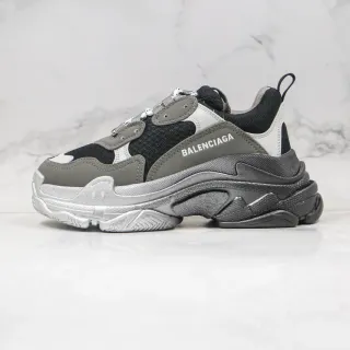 Balenciaga Triple S Black Gray Silver Chunky Sneakers