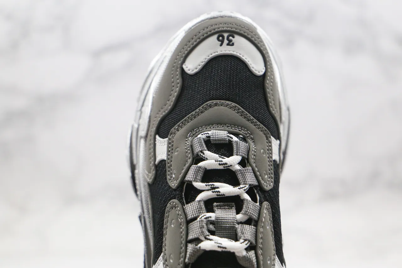 Balenciaga Triple S Black Gray Silver Chunky Sneakers 5