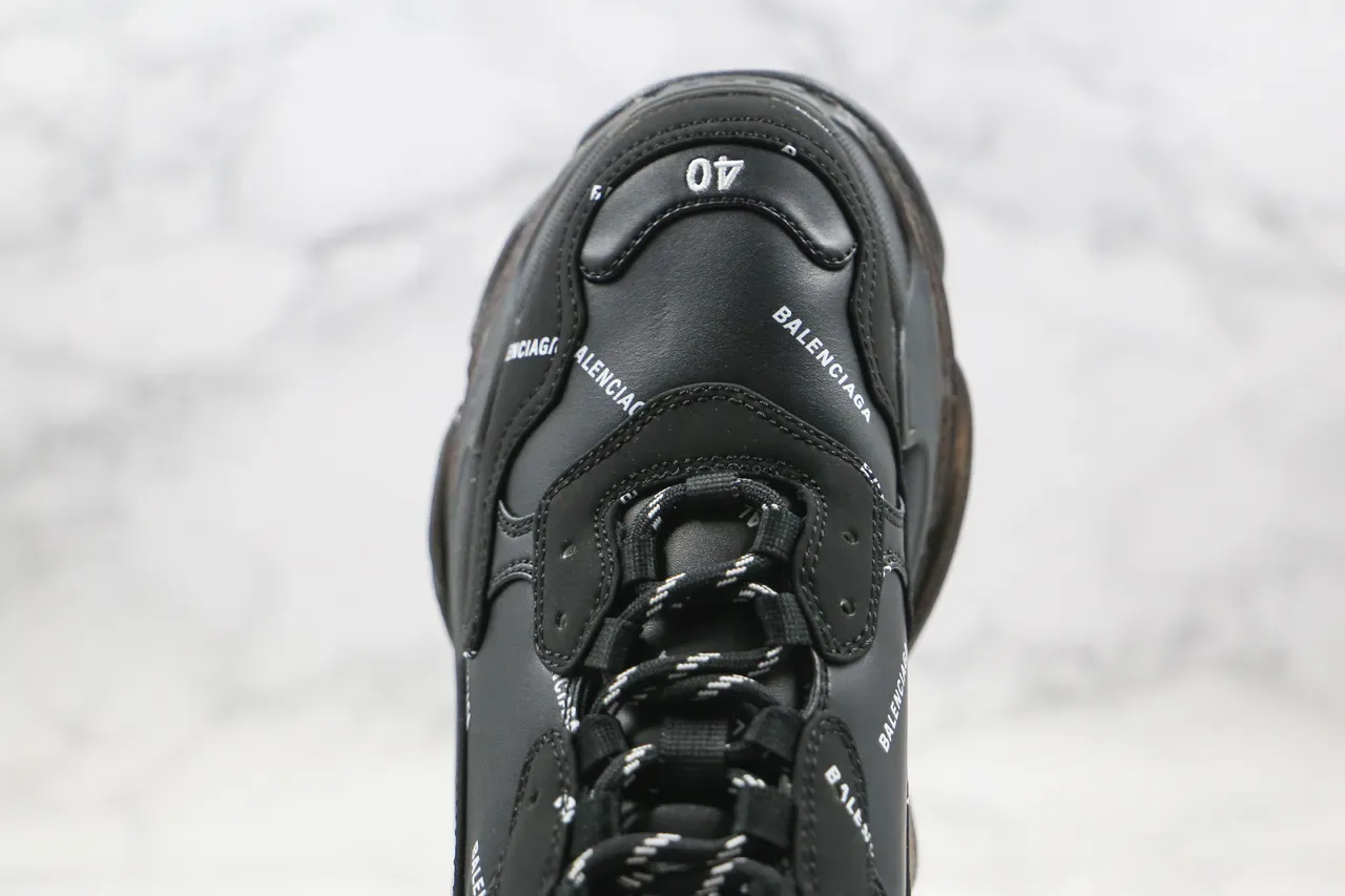 Balenciaga Triple S Zapatillas Chunky Negras con Impresión de Logo 5