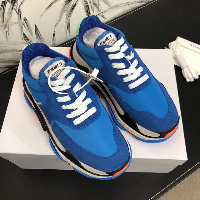 Balenciaga Triple S أزرق برتقالي أسود حذاء شاكي سنيكرز 2