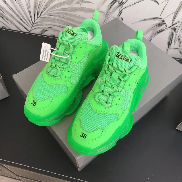 Balenciaga Triple S Neon Green Chunky Sneakers 2