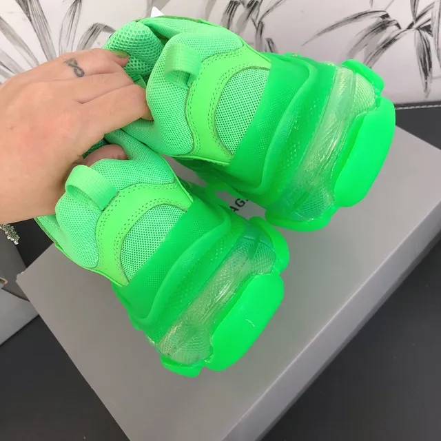 Balenciaga Triple S Neon Green Chunky Sneakers 4