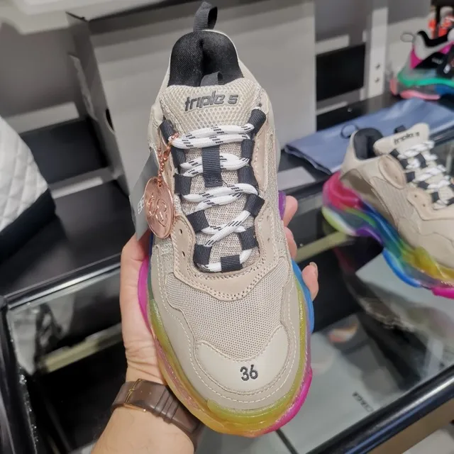 Balenciaga Triple S Tênis Arco-íris Translúcidos Chunky 3