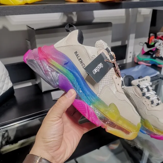 Balenciaga Triple S Tênis Arco-íris Translúcidos Chunky 7