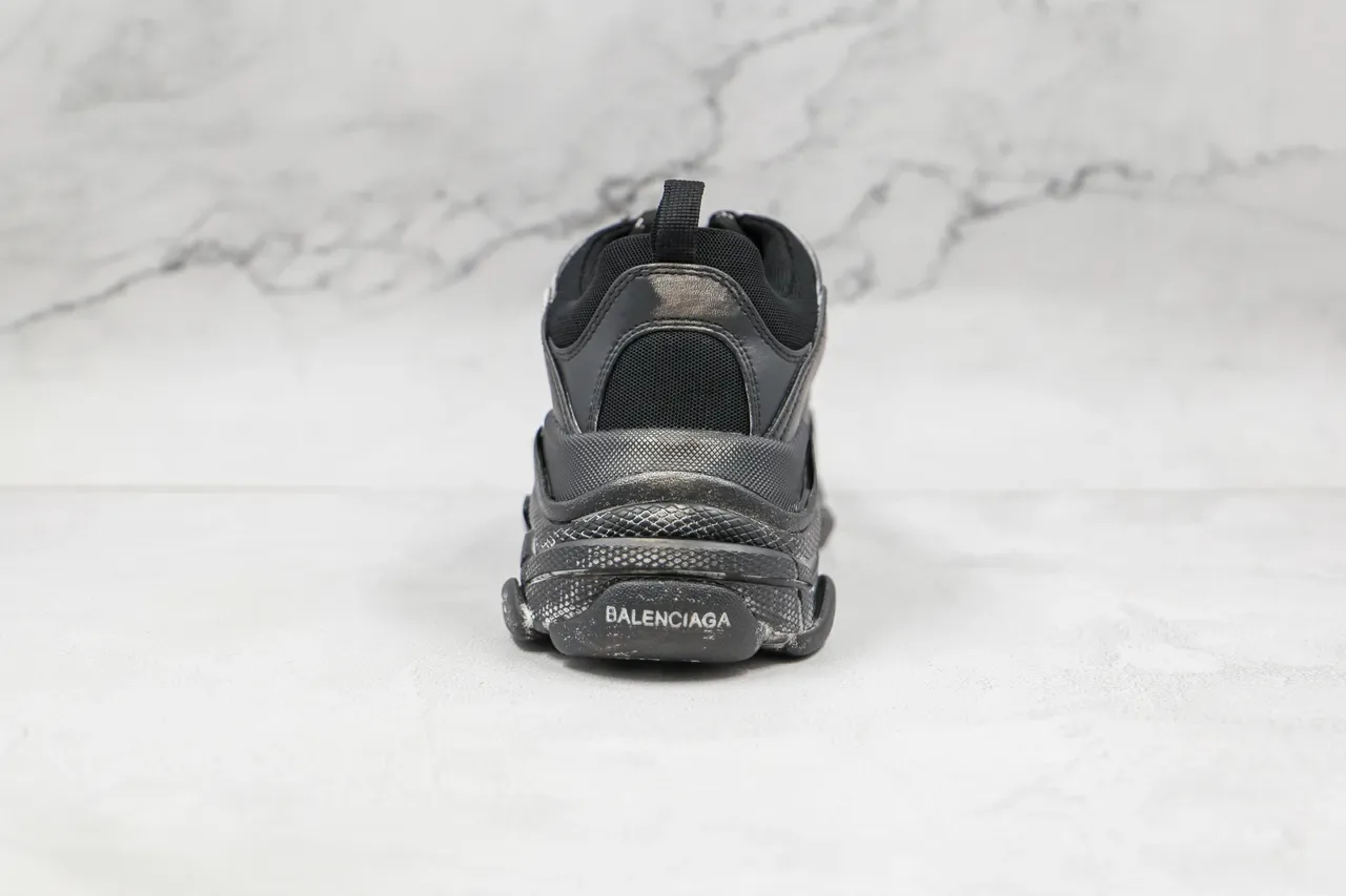 Balenciaga Triple S Runner Zapatillas Chunky Negras y Plateadas 9