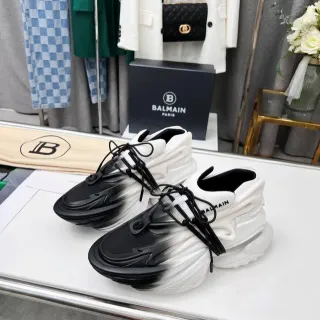 Balmain B-Bold Gradient Black-to-White Chunky Sneakers