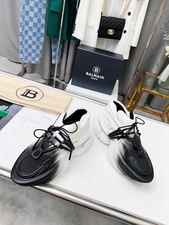 Balmain B-Bold 黑白渐变厚底运动鞋 3