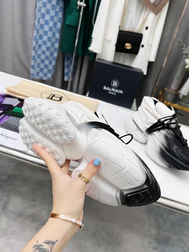 Balmain B-Bold 黑白渐变厚底运动鞋 6