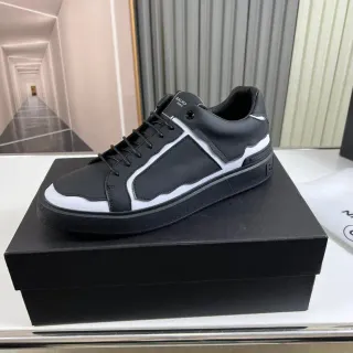 Balmain Black White Structured Leather Upper Asymmetrical Wave Paneling Lifestyle Sneakers