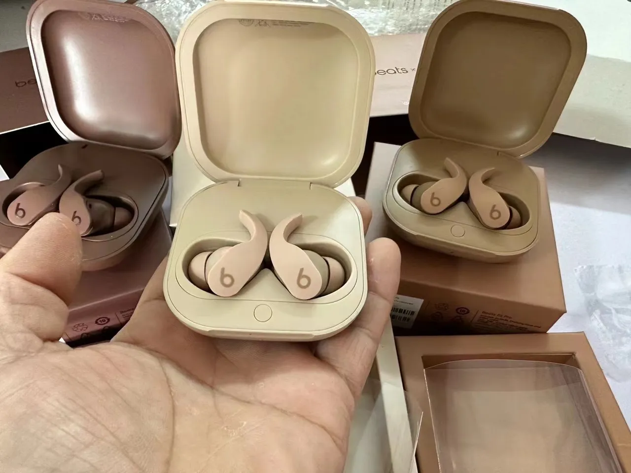 Beats Brown Beige Wingtip Ergonomic Design Stemless TWS Earbuds 6