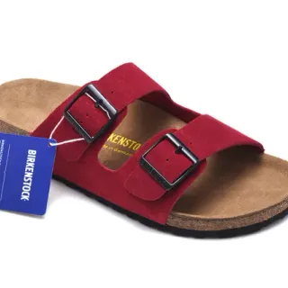 Birkenstock Arizona लाल सुडे केजुअल सैंडल्स