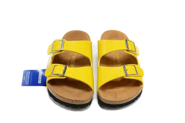 Birkenstock Arizona Sandales Casuales Jaunes en Cuir Verni 3