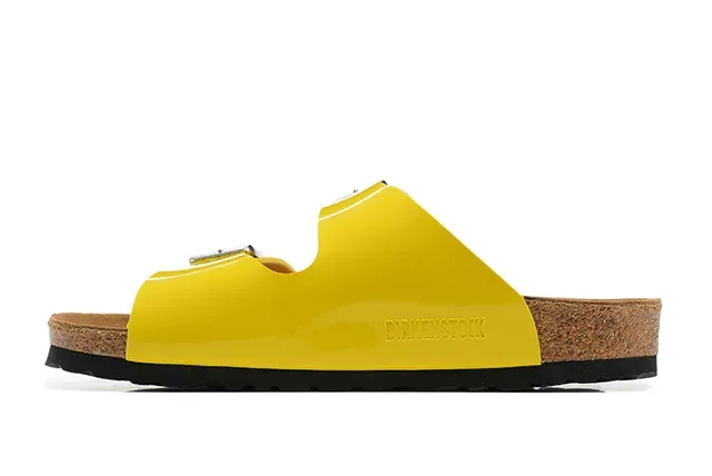 Birkenstock Arizona Sandales Casuales Jaunes en Cuir Verni 4