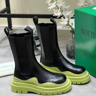 Bottega Veneta Andiamo Black and Lime Green Chunky Ankle Boots
