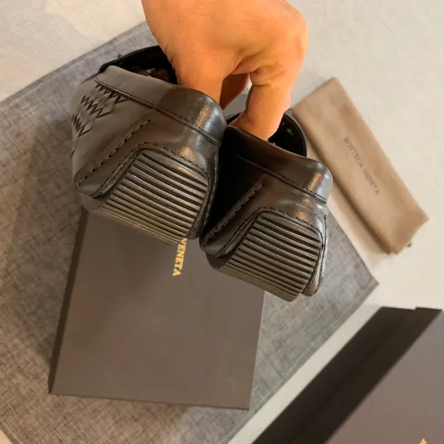 Bottega Veneta Andiamo Preto Intrecciato Couro Tecido Detalhe de Franjas Mocassim 2