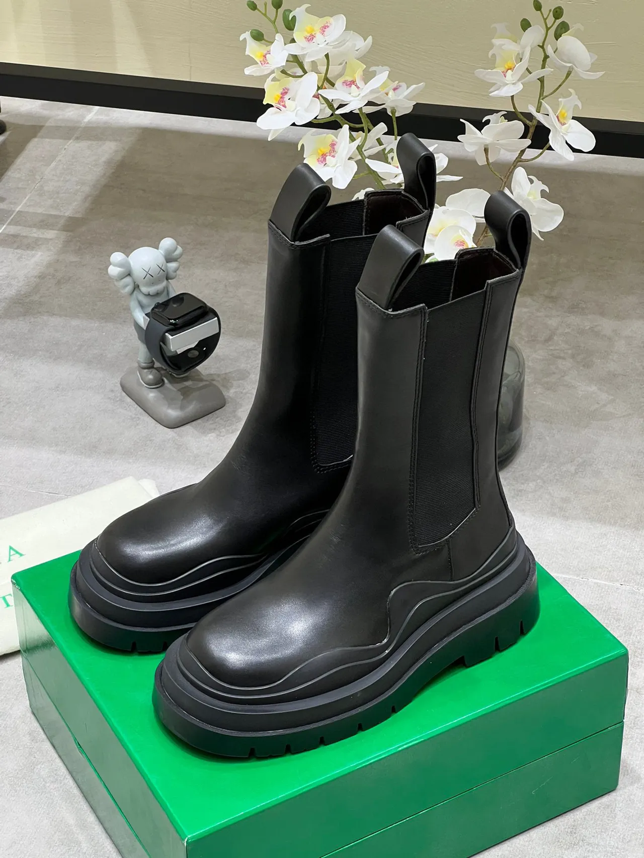 Bottega Veneta Andiamo Black Leather Chunky Sole Ankle Boots 2